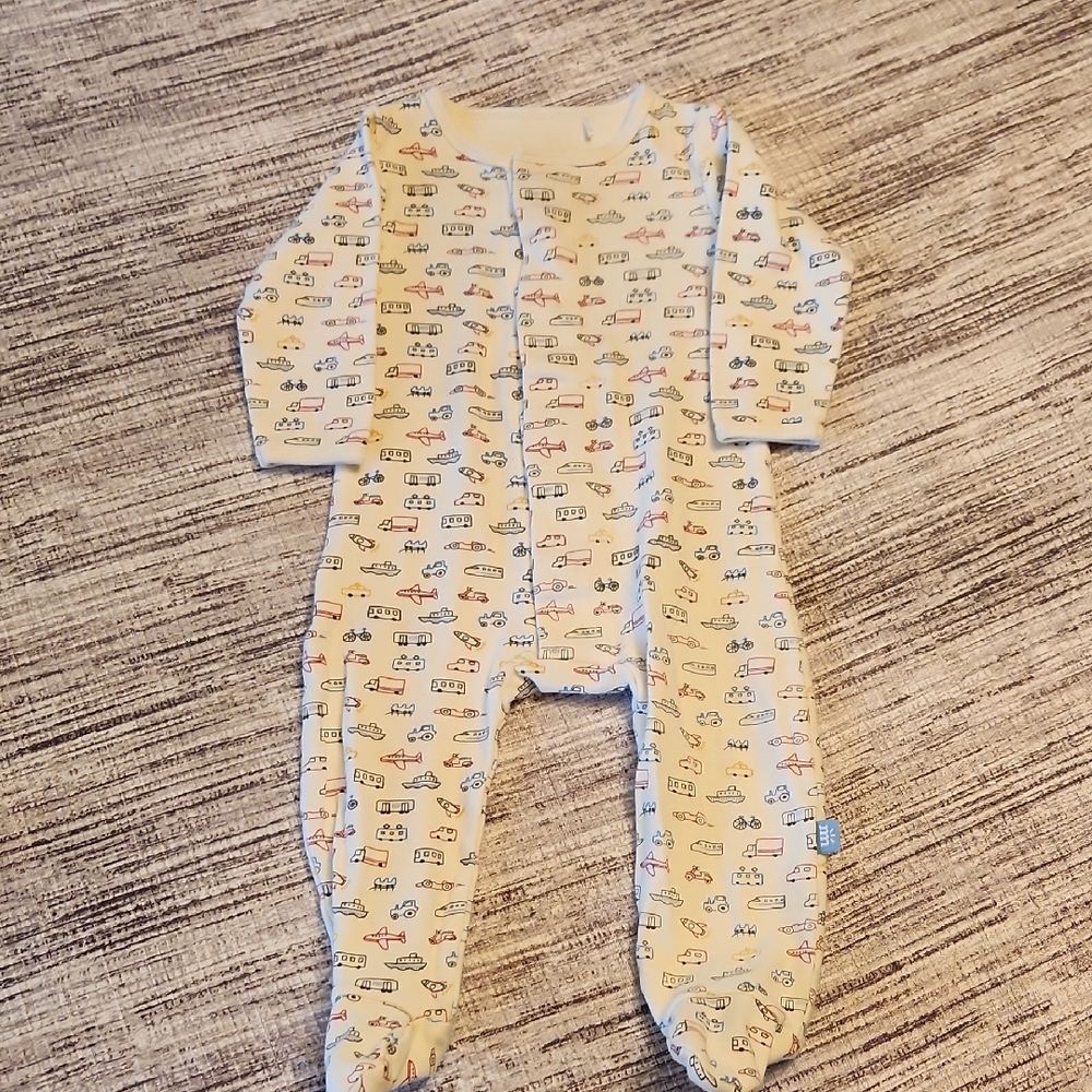 Simple Cream One Piece with Colorful Car Print